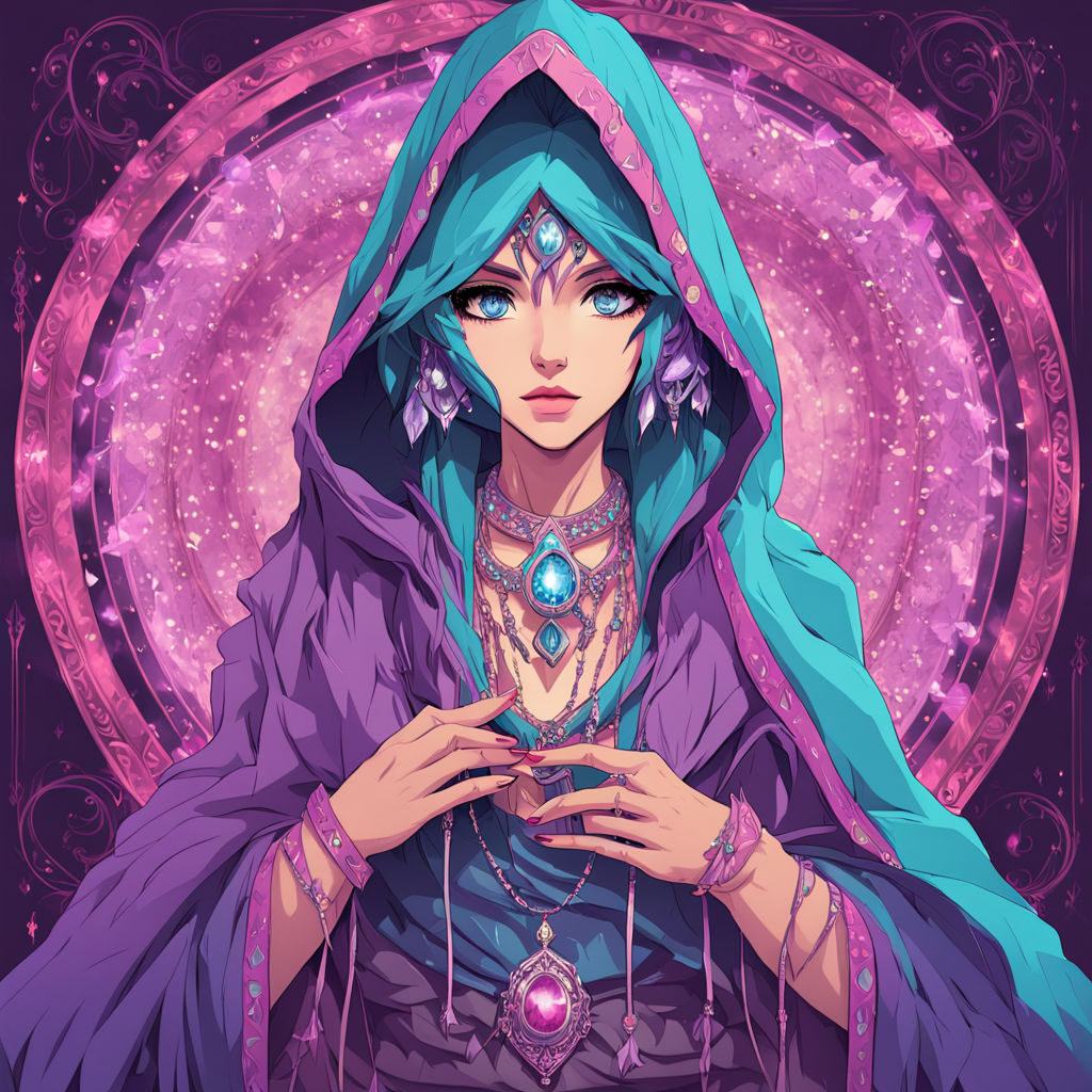 A mystic anime young female gypsy wearing a hood by Carlos Eduardo ...