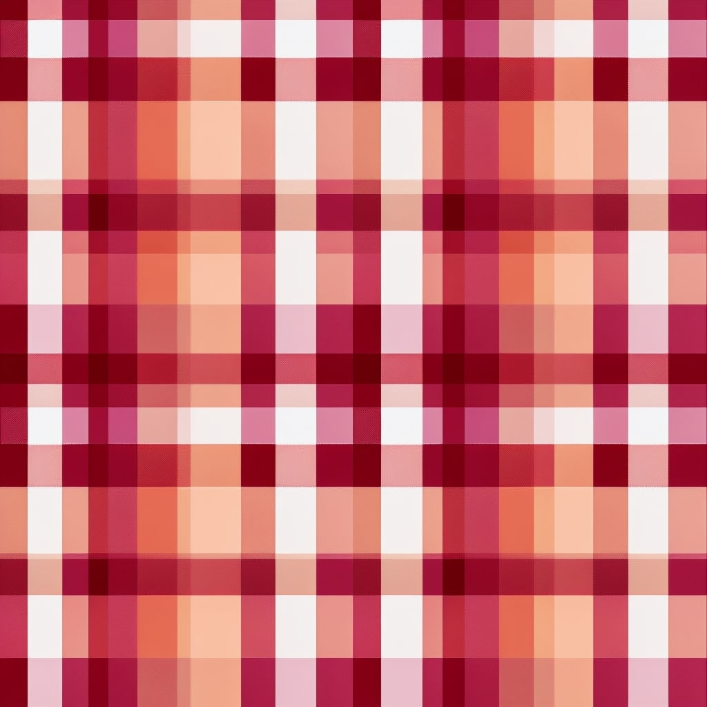 Vibrant Gingham Checkered Pattern in Crimson and Peach Shades Seamless Patterns