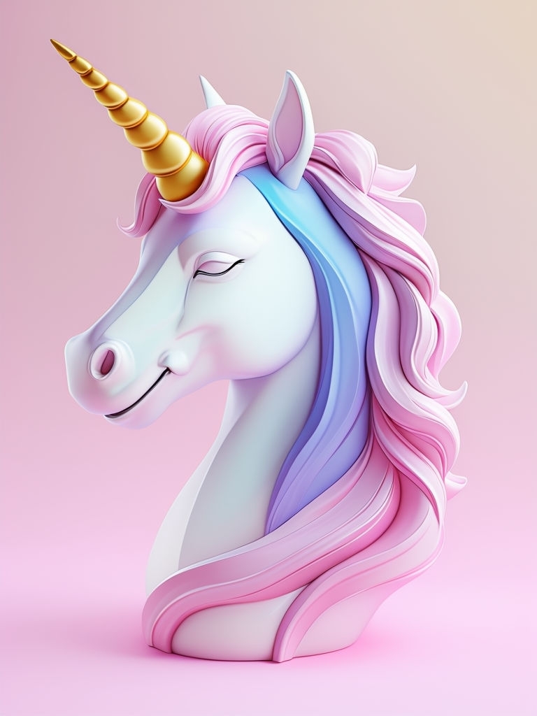 Whimsical Unicorn Head Statue in Pastel Colors T-shirt