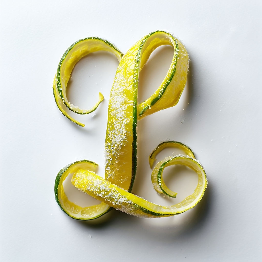 Zesty Lemon Peel Monogram Letter 'L' Food Photography Sticker