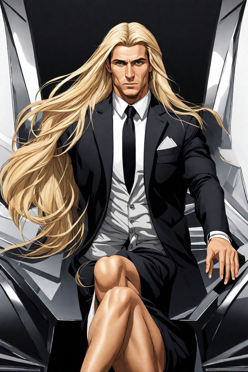 an anime character with long blonde hair