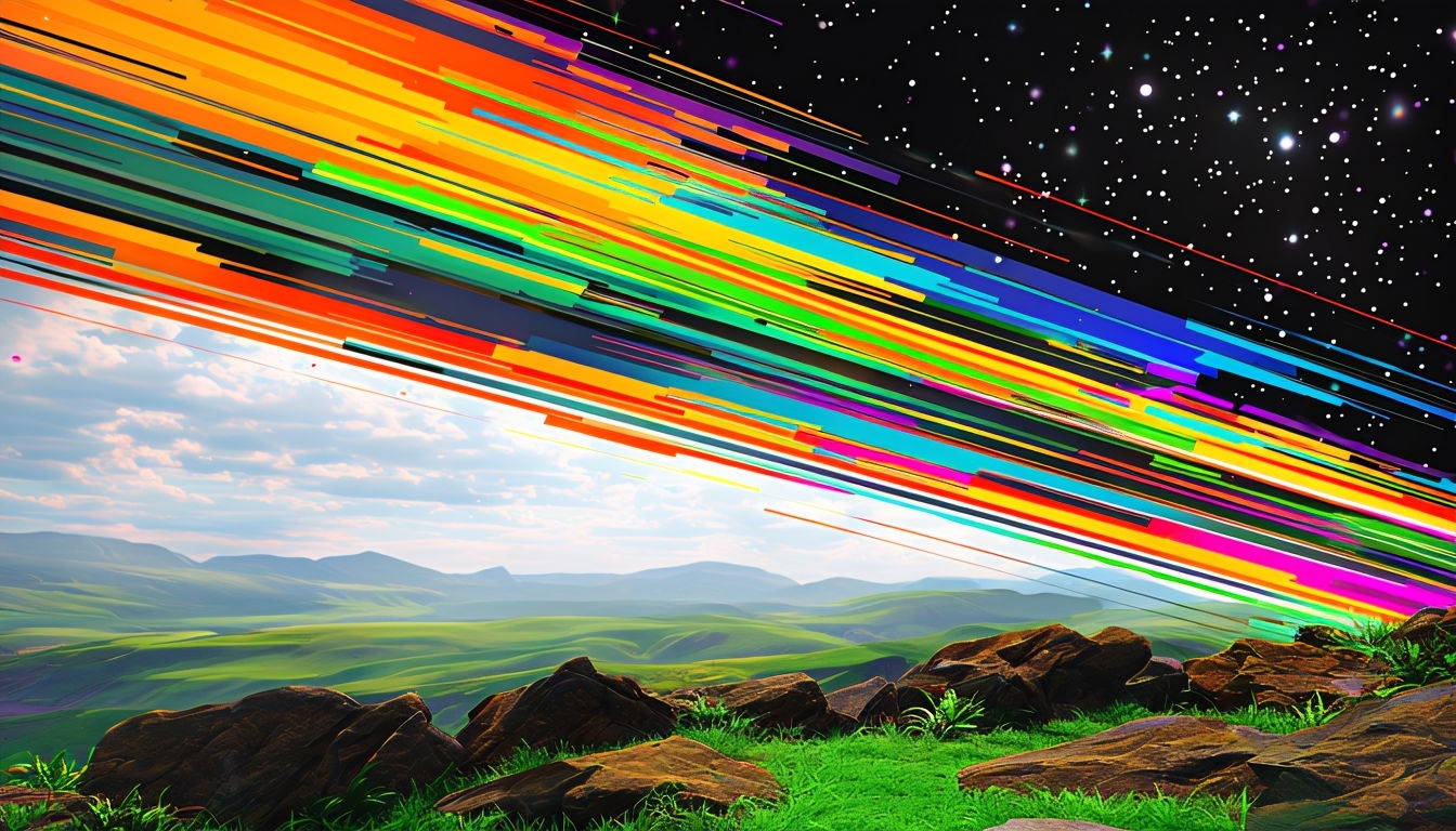 Dynamic Nature and Colorful Digital Distortion Virtual Background