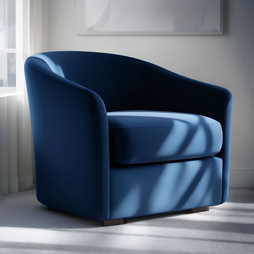 Sleek Navy Blue Armchair Minimalist Mockup for Stylish Living Room