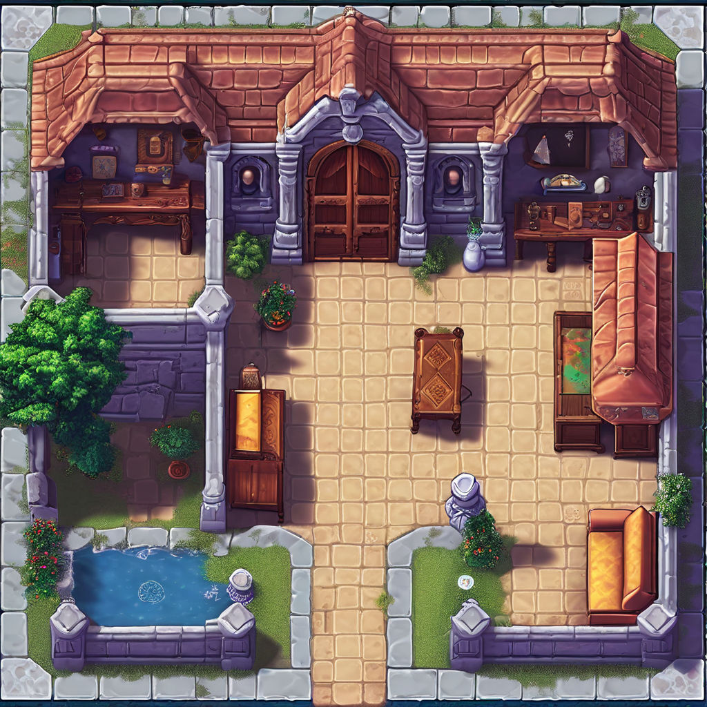 A detailed realistic princess house tileset in a illusion of... by ...