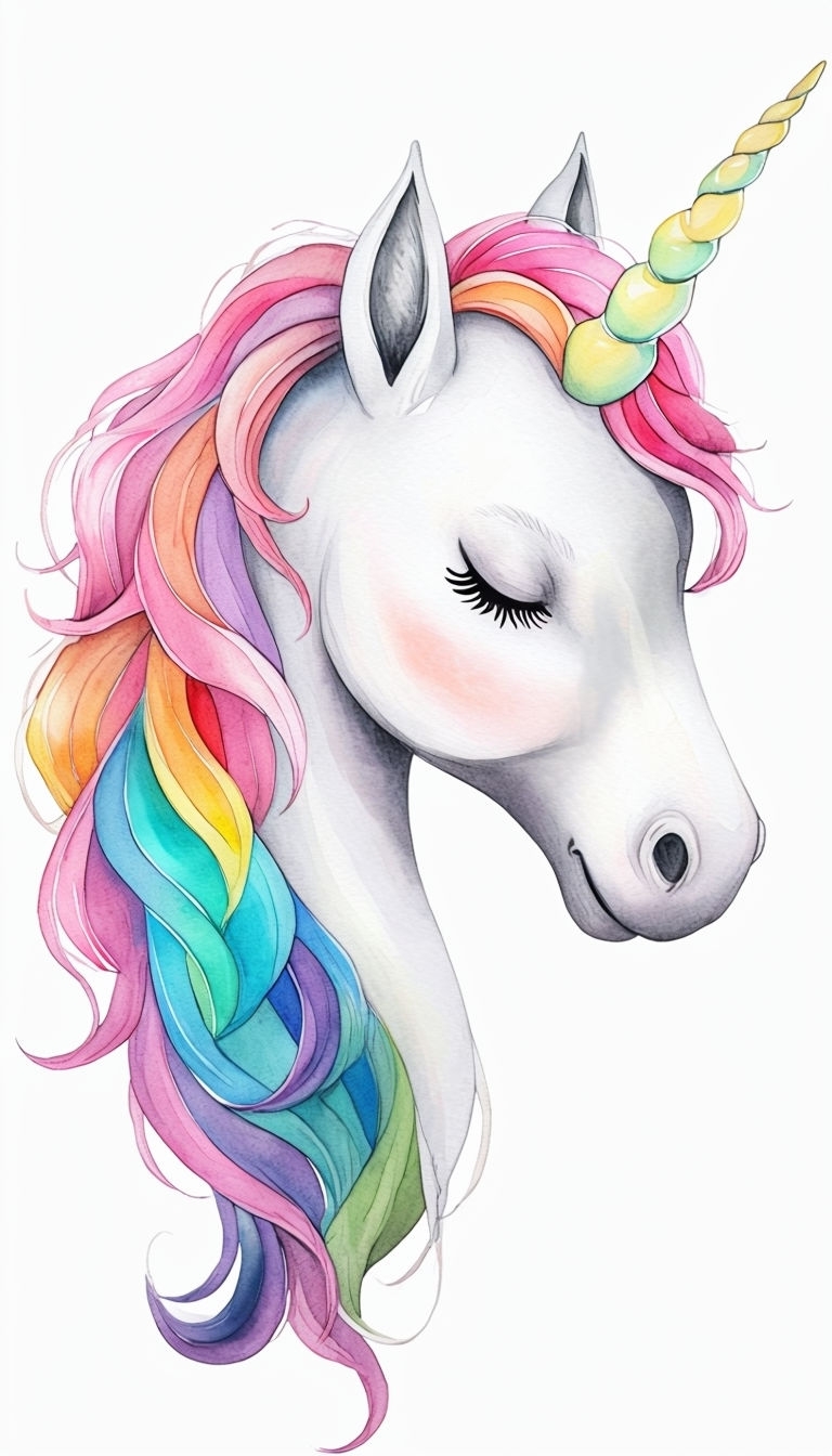 Pastel Unicorn Head Watercolor Illustration Phone Case Cover