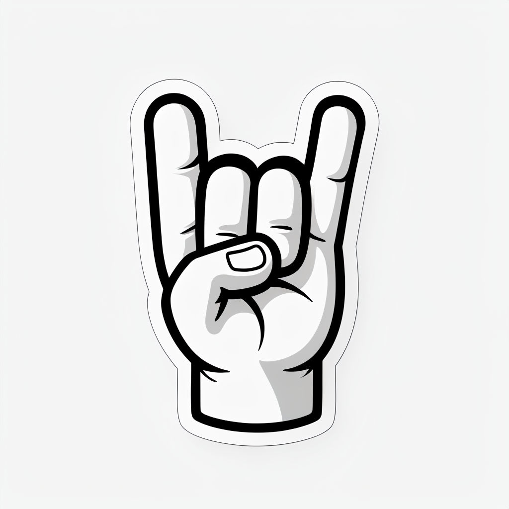 Playful Cartoon Rock On Hand Gesture Illustration Sticker