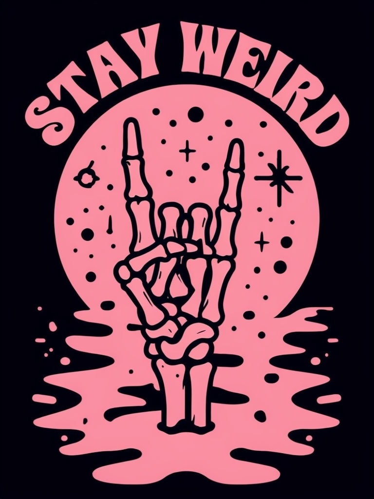 Retro Skeleton Hand Rock On Gesture T-shirt Design