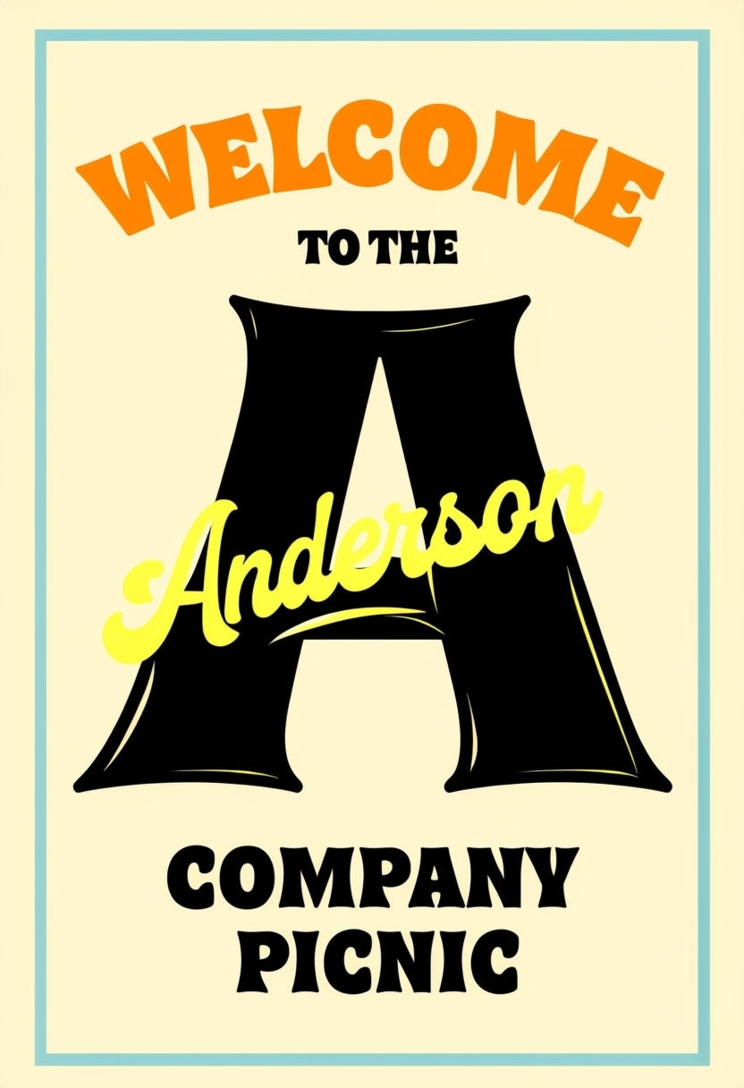 Vibrant Retro Welcome Sign for Company Picnic Event Signs