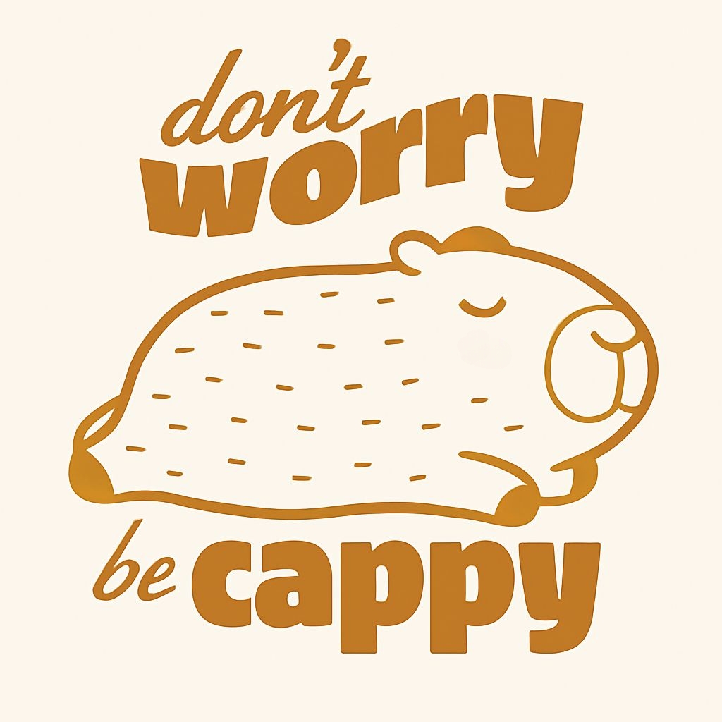 Cute Cartoon Guinea Pig Relaxing with Don't Worry Be Cappy T-Shirt