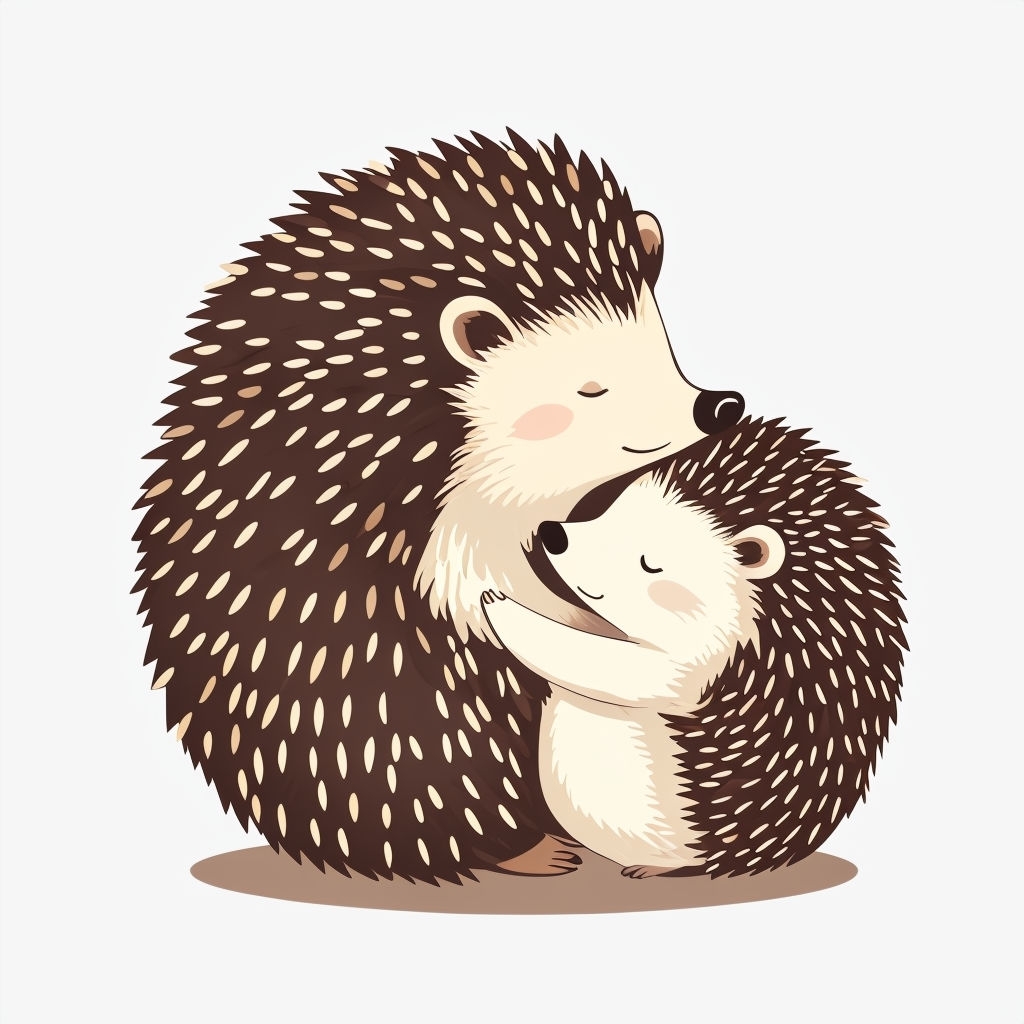 Cute Cartoon Hedgehogs Embracing Illustration Mug