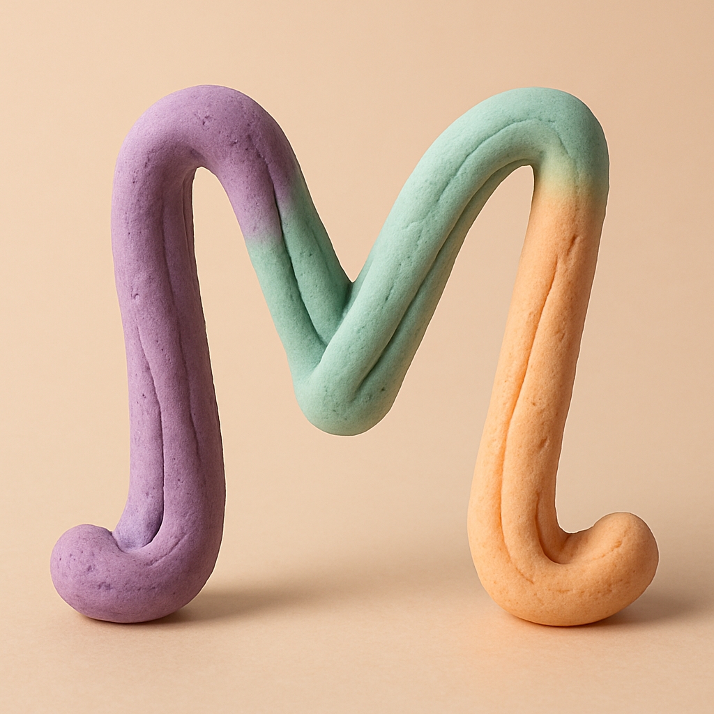 Gradient Clay-Like Letter M Illustration for Monogram