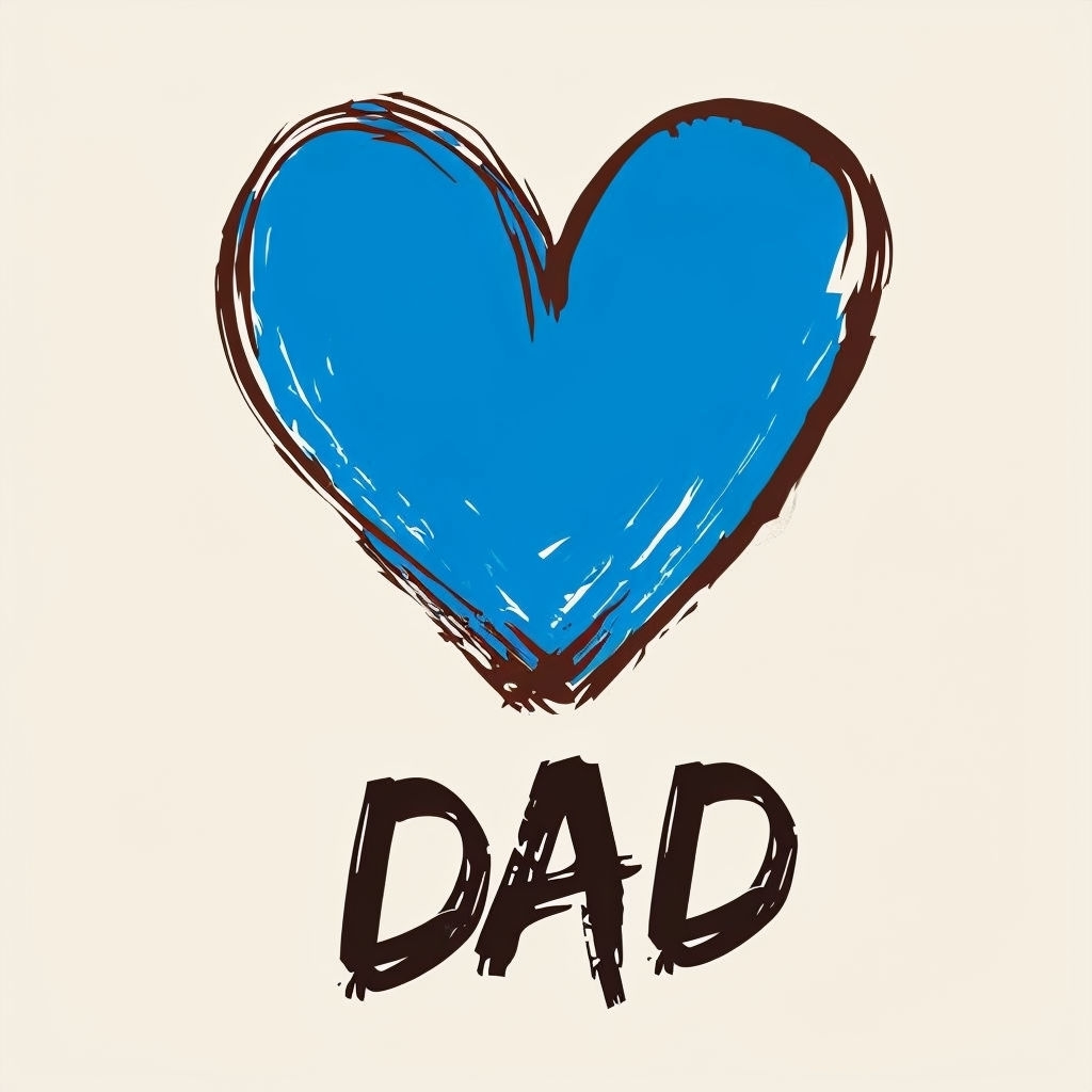 Vibrant Blue Heart and DAD Brushstroke Design Mug