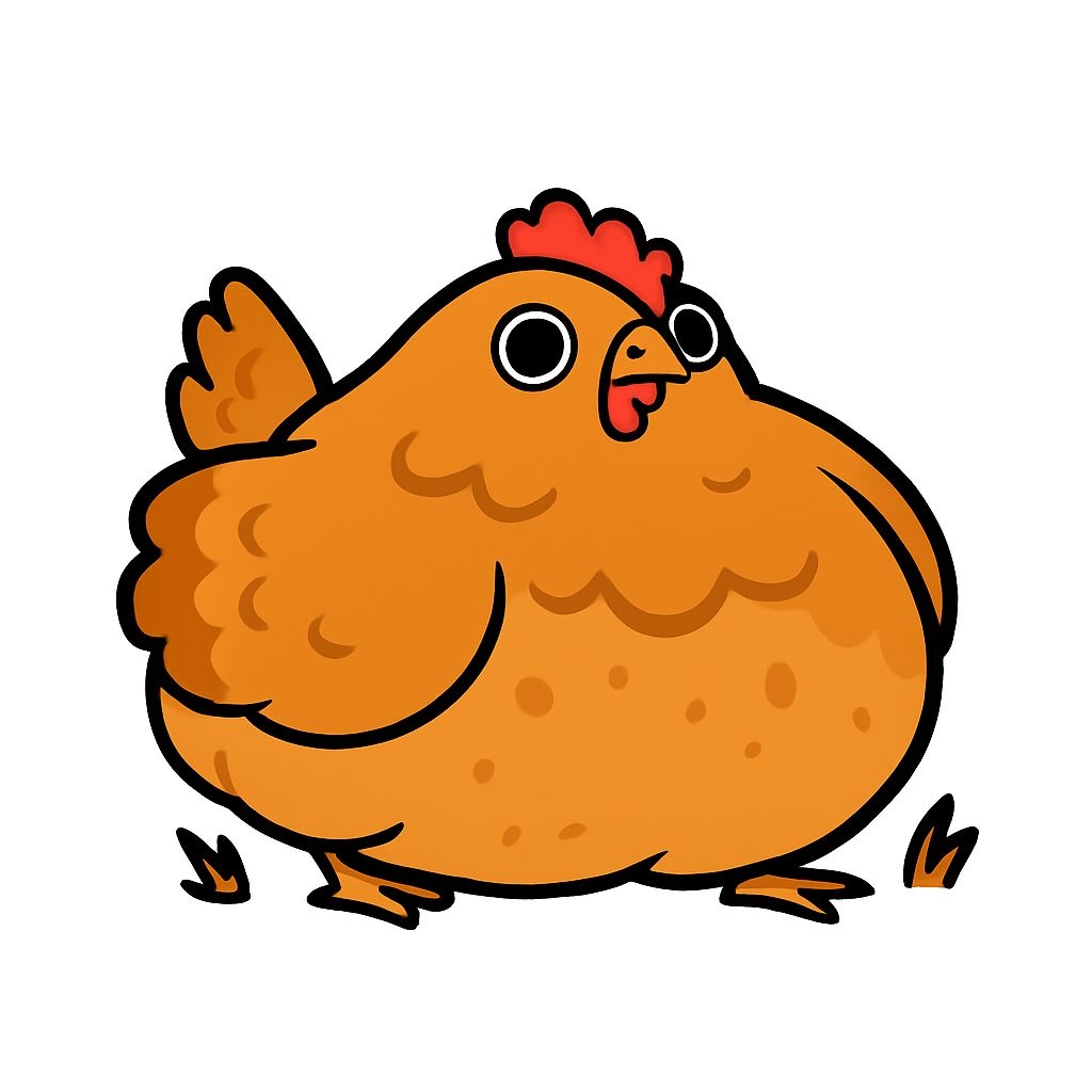 Adorable Chubby Brown Chicken Cartoon Illustration Sticker