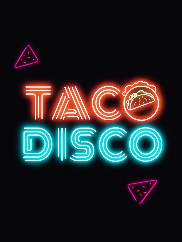 Sleek Neon Taco Disco Design T-Shirt