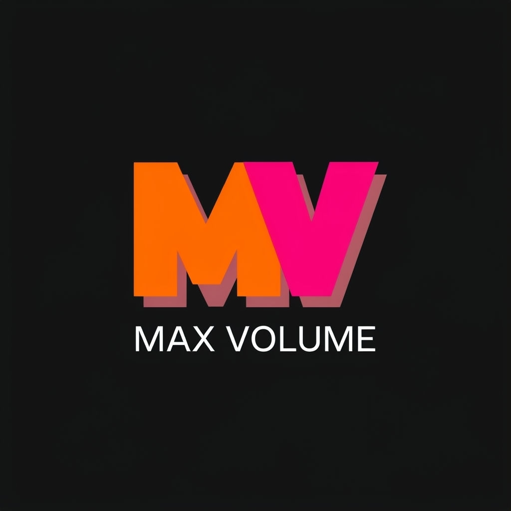 Modern Minimalist MAX VOLUME Music Logo in Vibrant Colors