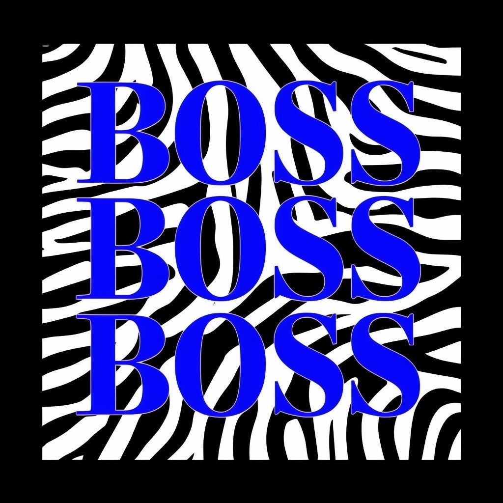 Vibrant BOSS Typography with Zebra Stripes T-Shirt
