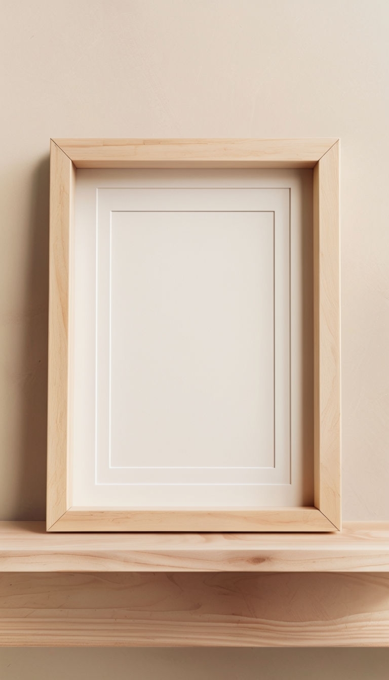 Minimalist Light Wooden Picture Frame Mockup