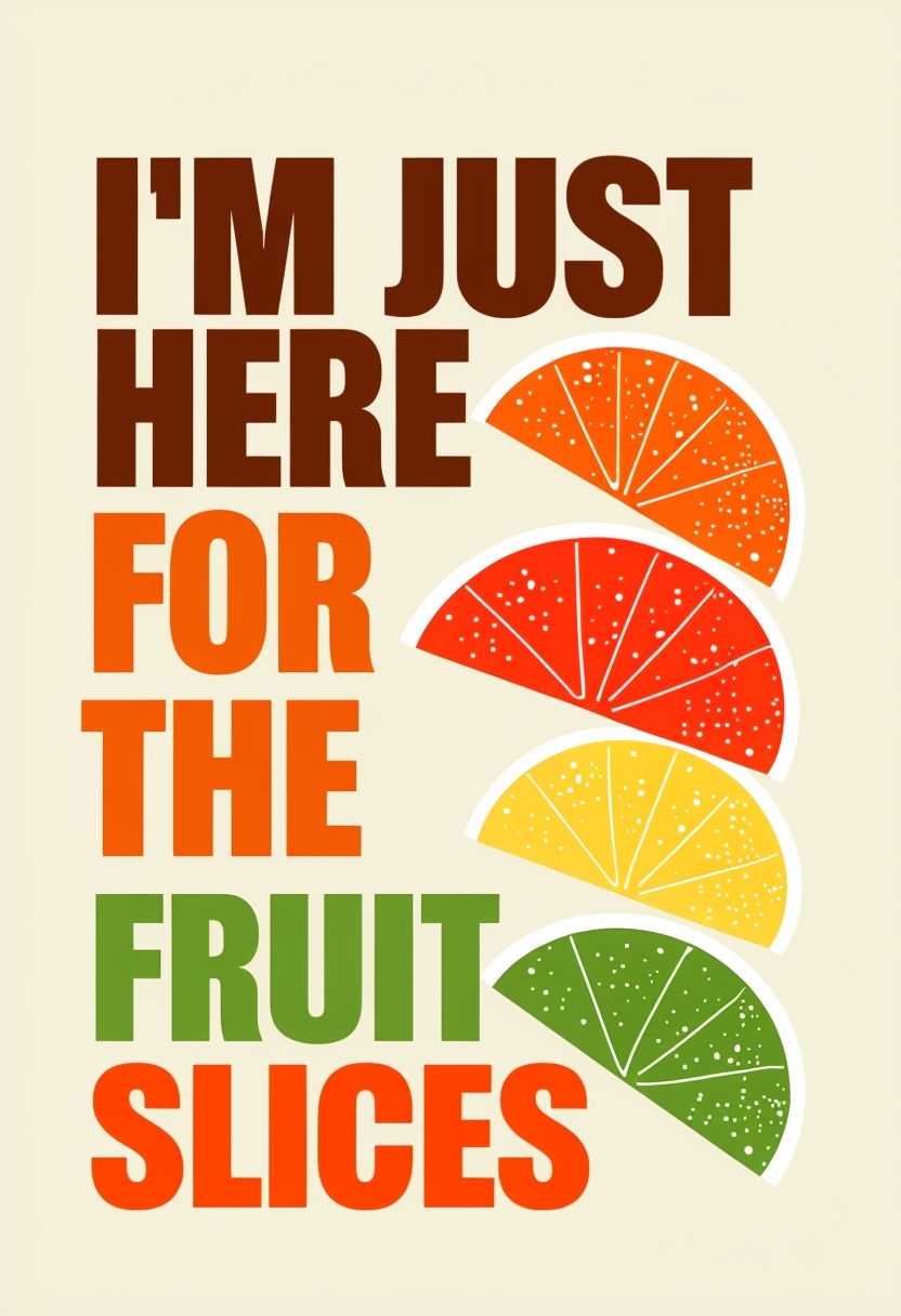 Playful 'I'm Just Here for the Fruit Slices' Graphic Poster