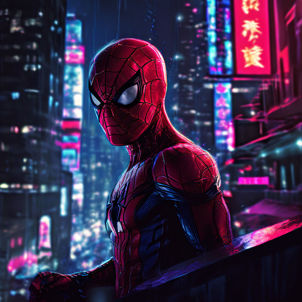Spiderman perched on a glossy skyscraper ledge by 고아라 - Playground
