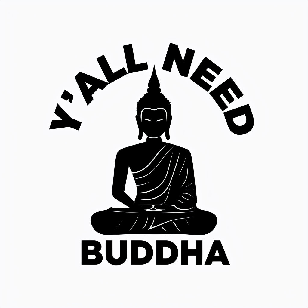 Minimalist Black Buddha Silhouette with Y'all Need Text Sticker