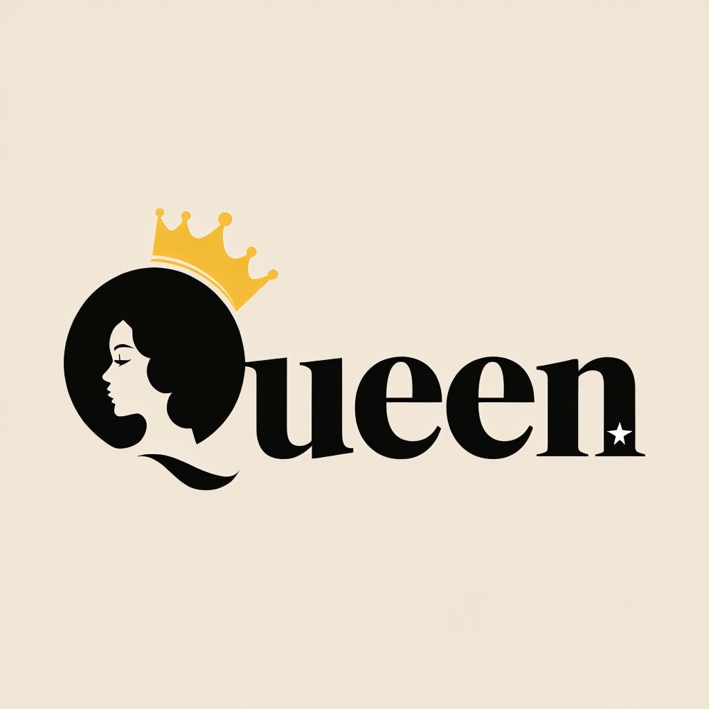 Elegant Minimalist Queen Logo with Afro Crown Design