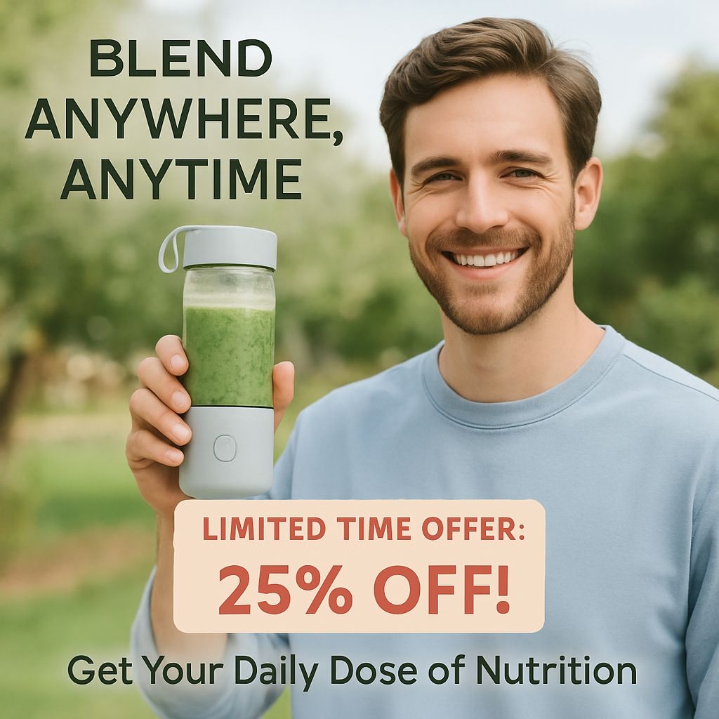 Portable Smart Blender Outdoor Lifestyle Ad with Special Offer