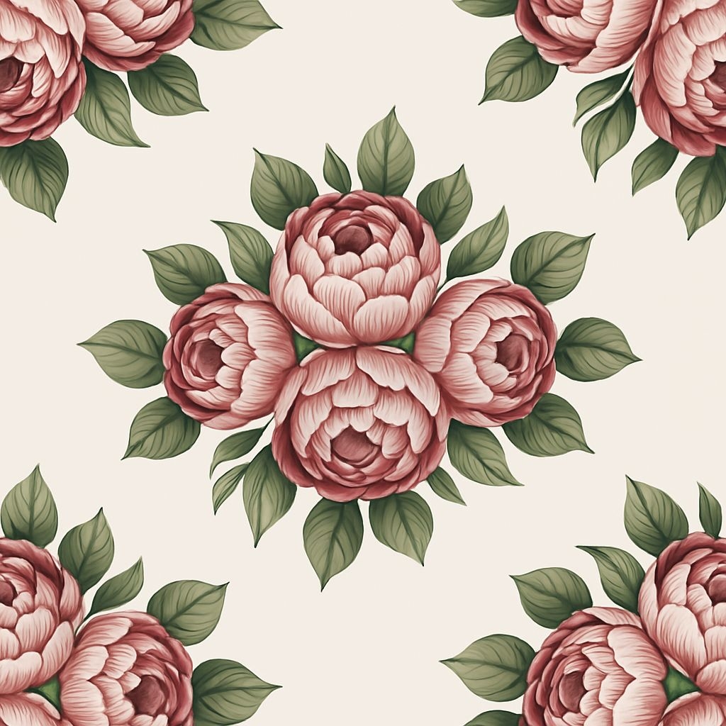 Intricate Pink Peonies Floral Design Seamless Pattern