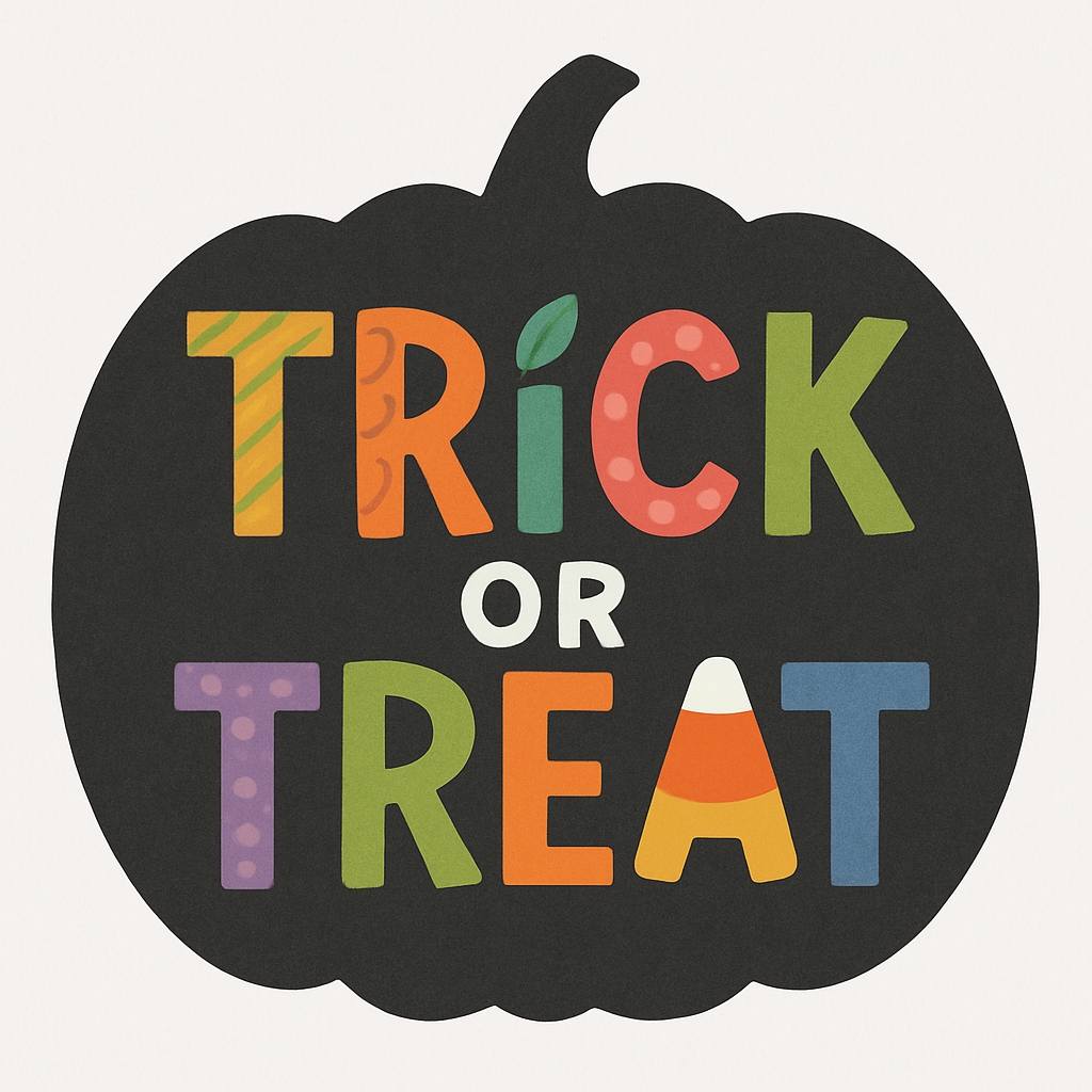 Playful Trick or Treat Pumpkin Design for Halloween Sticker