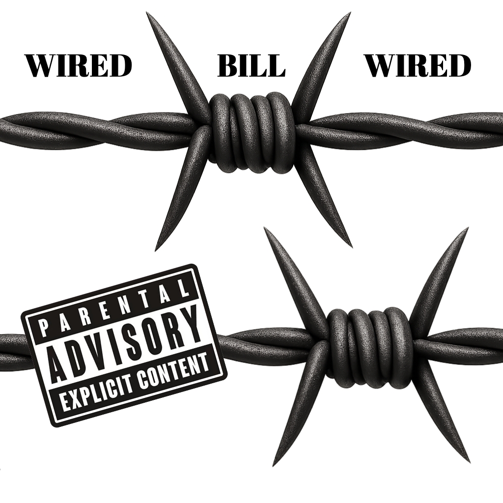 Barbed Wire Graphic with Wired Bill Title and Advisory Label Spotify Album Cover