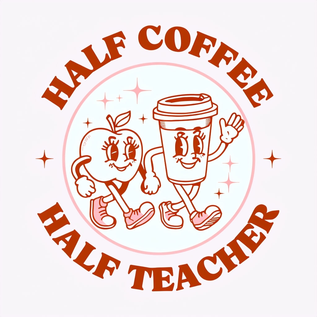 Playful Half Coffee Half Teacher Cartoon Design Mug