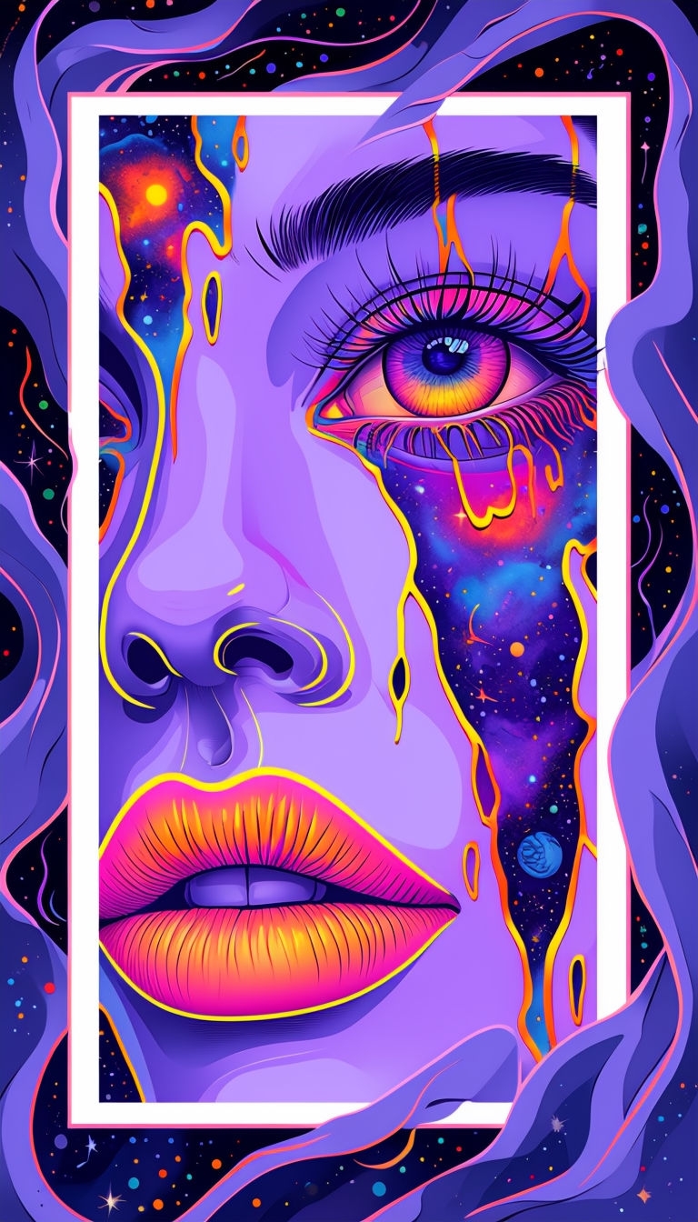 Vibrant Psychedelic Portrait with Cosmic Details Phone Case Cover