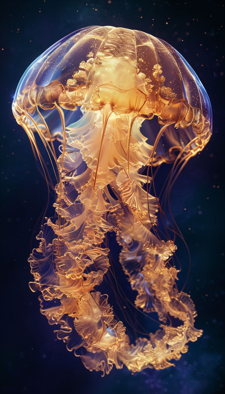 Ethereal Bioluminescent Jellyfish Abstract Art Mobile Wallpaper
