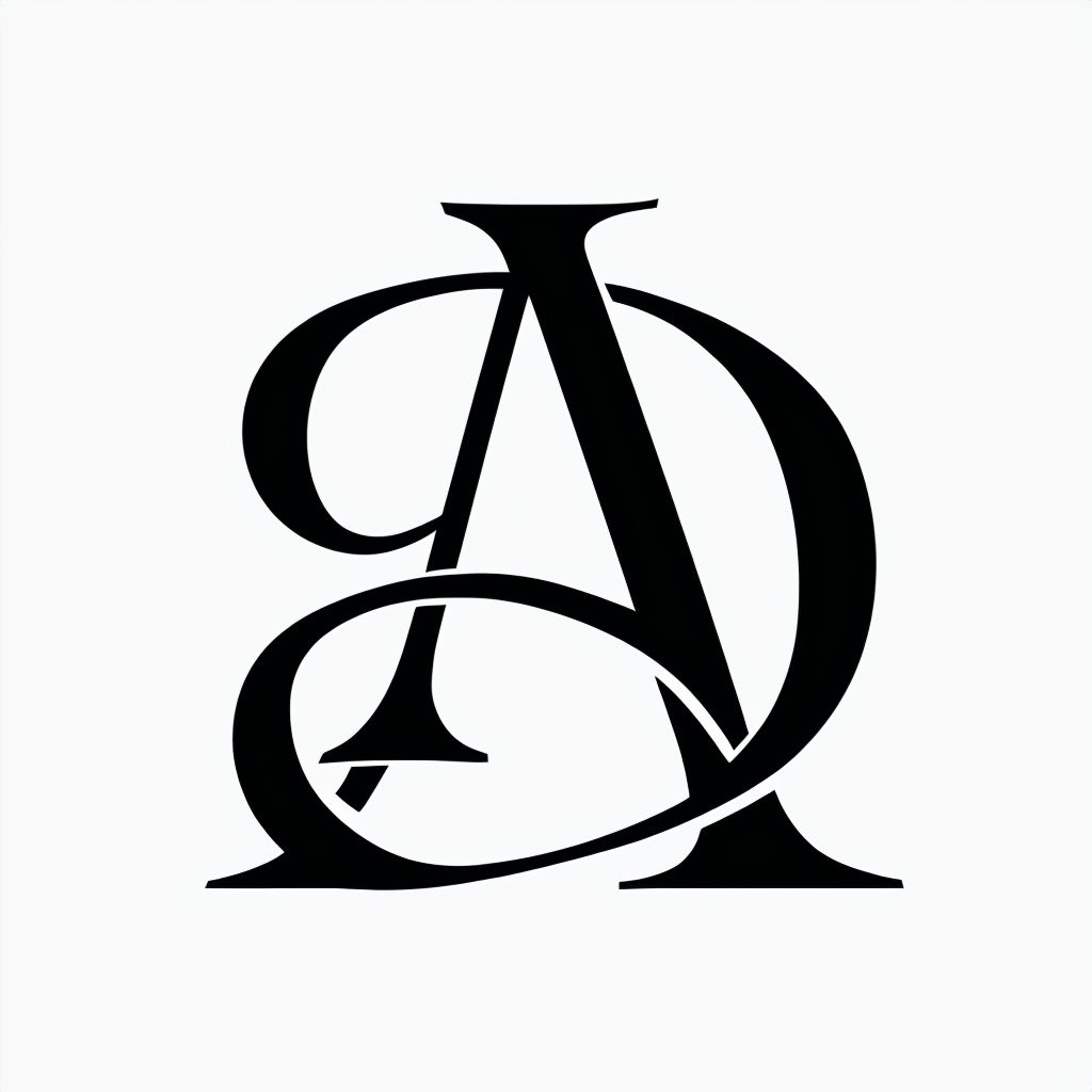 Elegant Black AD Monogram Design on White Background Monogram