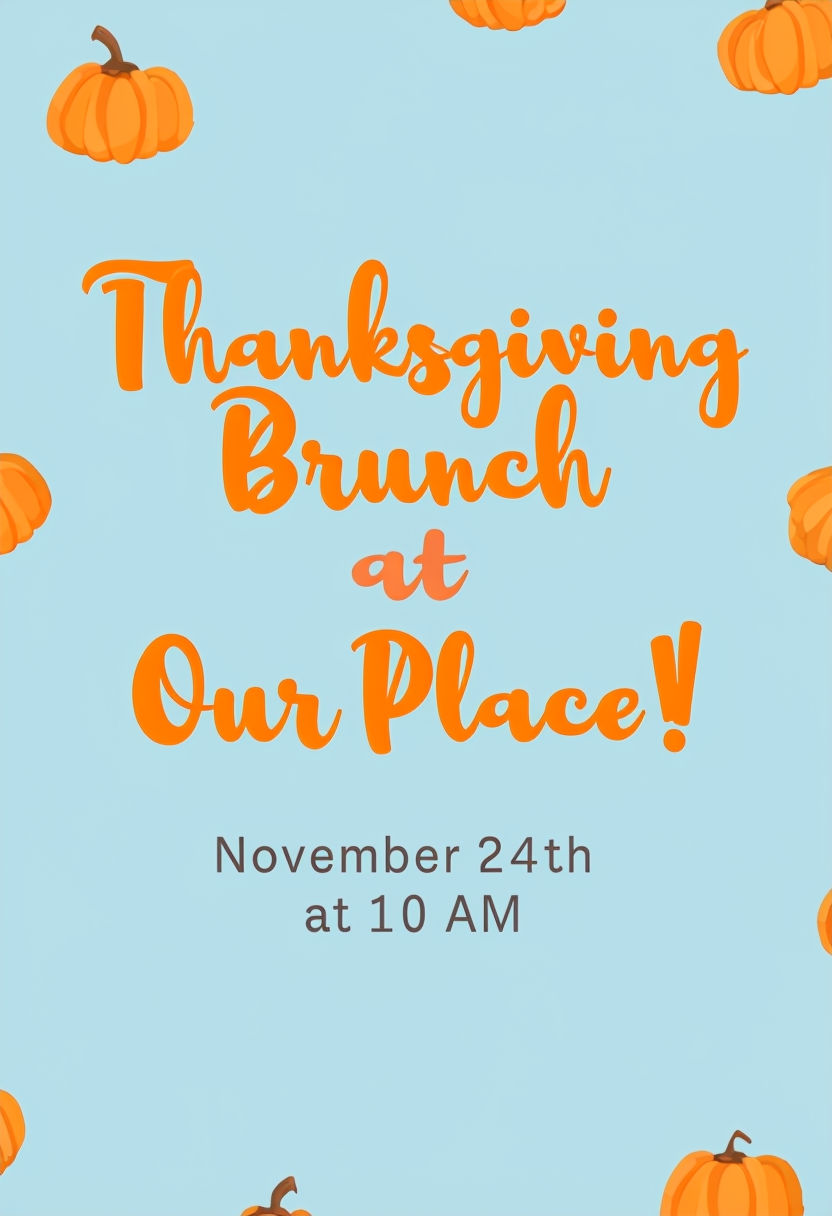 Cheerful Thanksgiving Brunch Invitation with Pumpkin Illustrations Card