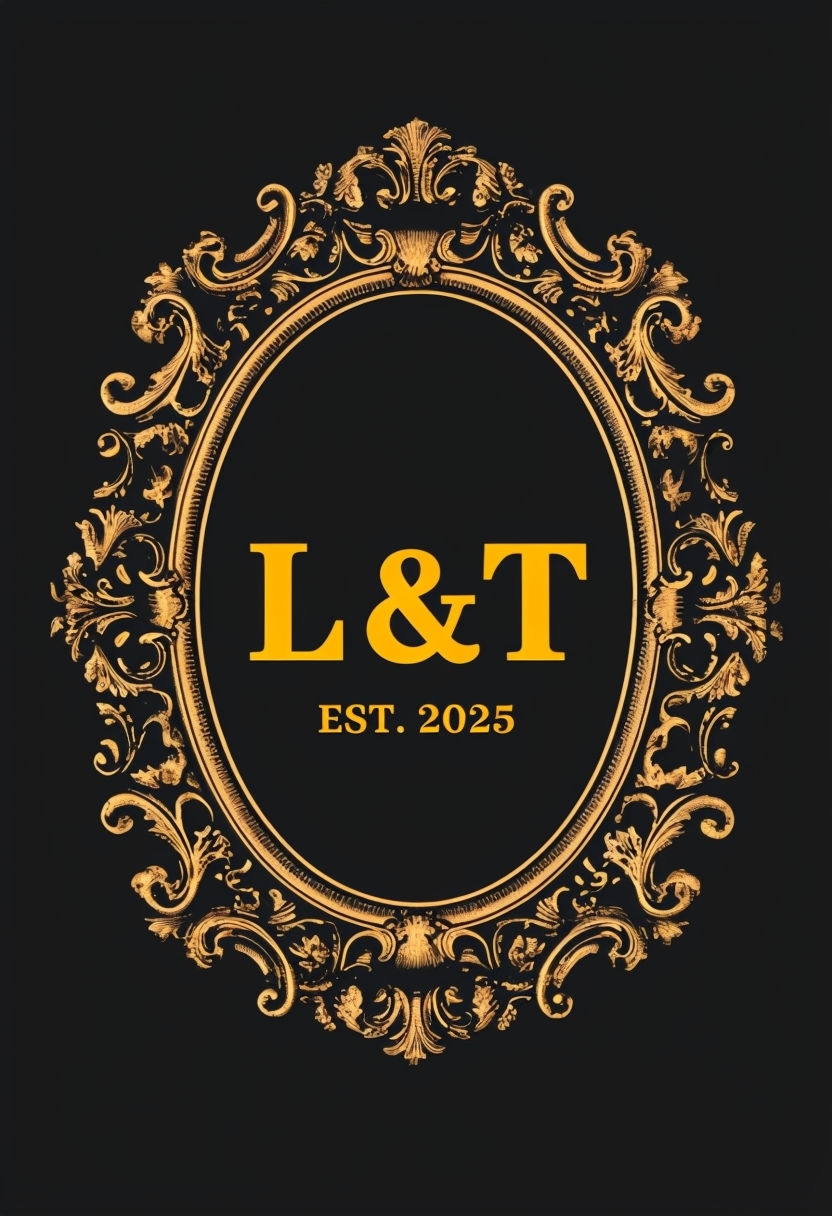 Luxurious Gold Monogram L & T with Antique Frame Design Monogram