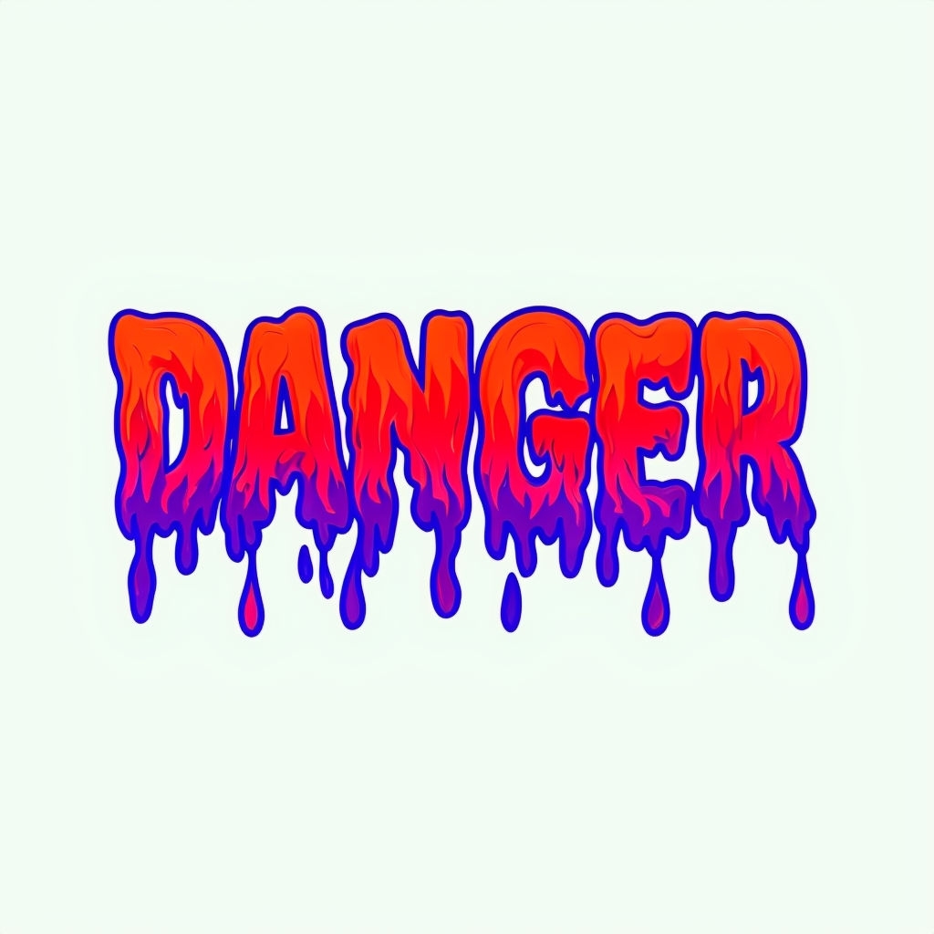 Melting Colorful Danger Word Illustration Sticker