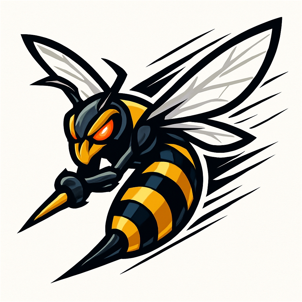 Fierce Cartoon Wasp Mascot Illustration for Hat Design