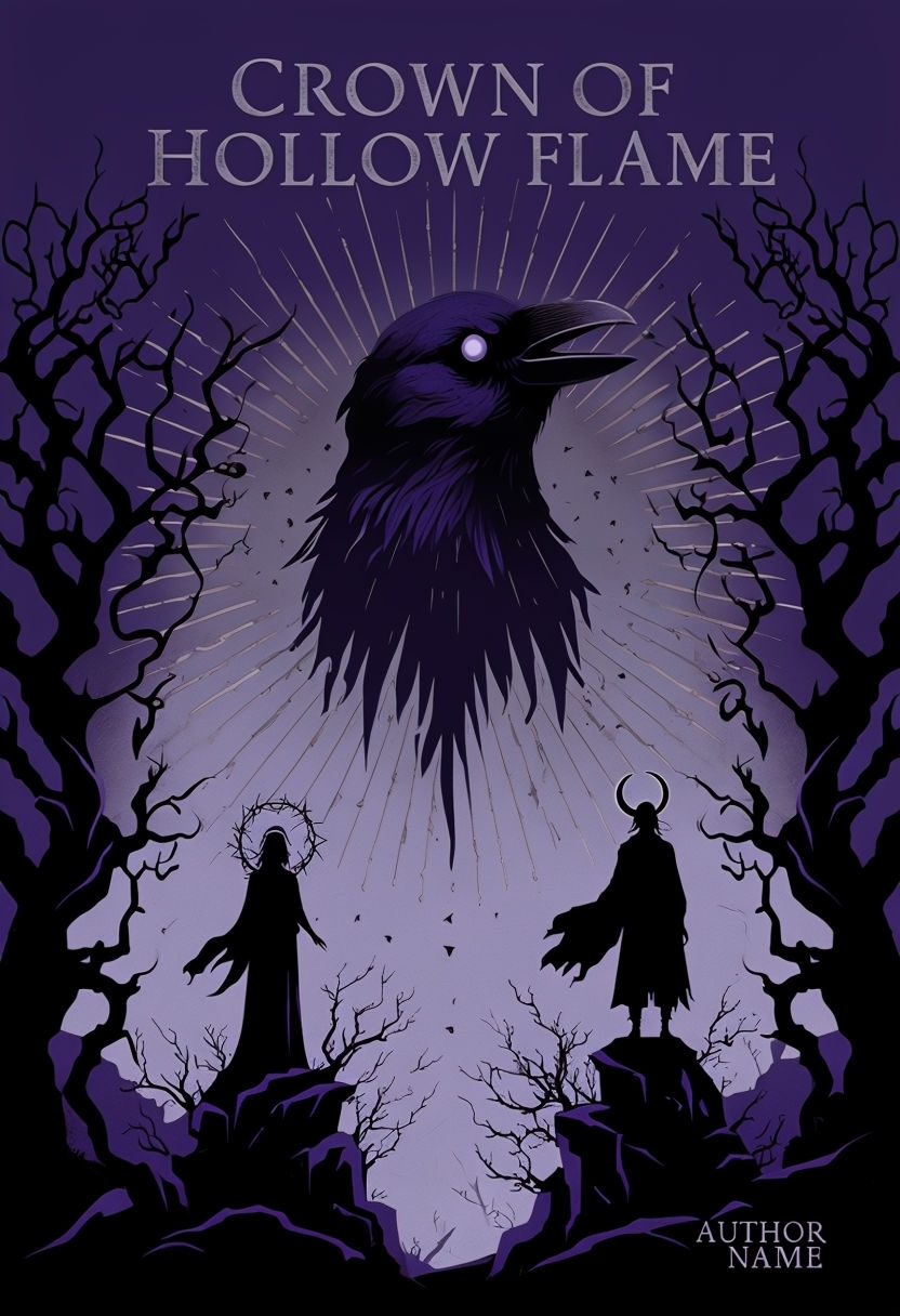 Mystical Raven Fantasy EBook Cover Design with Enigmatic Atmosphere