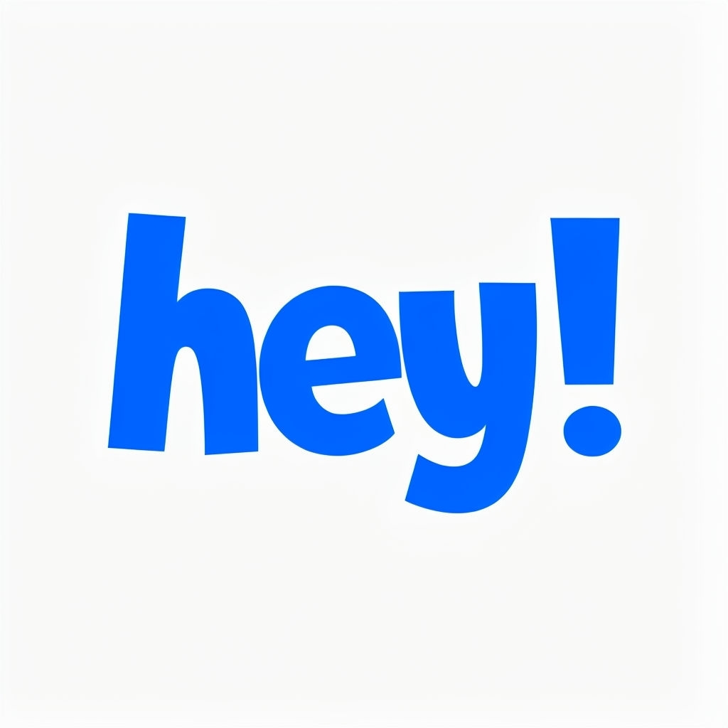 Playful Blue 'Hey!' Typography Design Logo