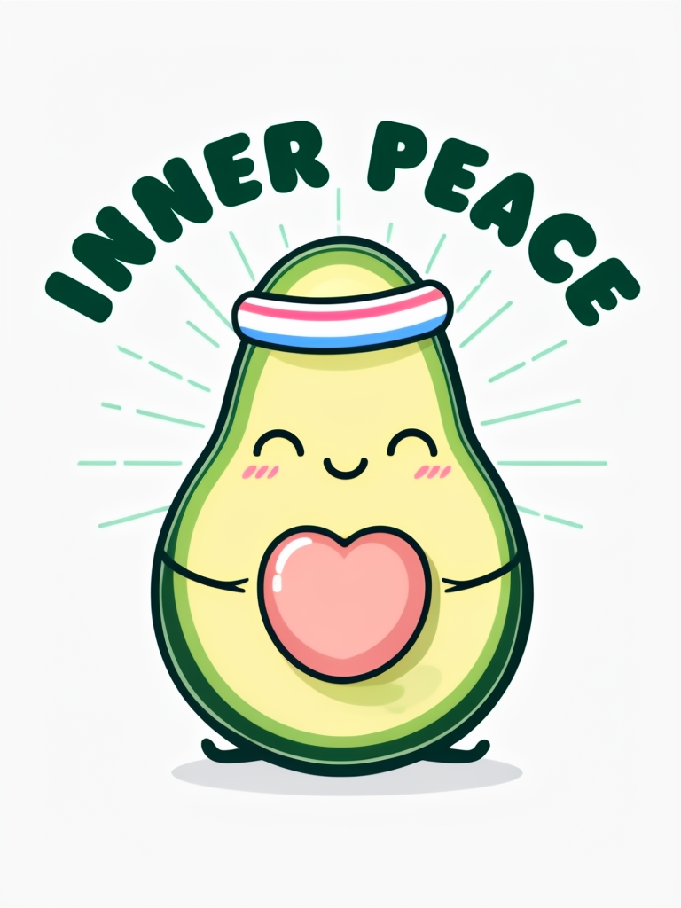 Happy Meditating Avocado Cartoon Poster