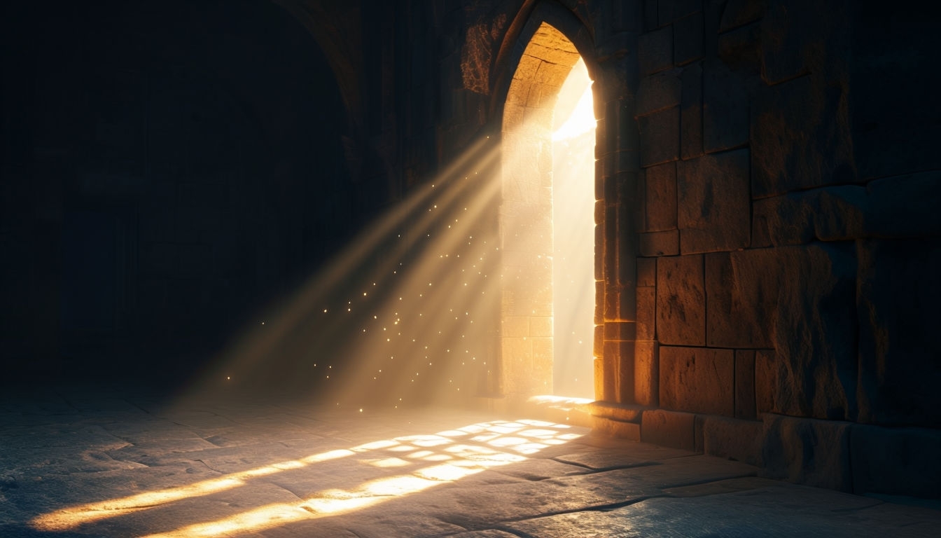 Warm Golden Light Streaming Through Arched Window Wallpaper Virtual Backgrounds