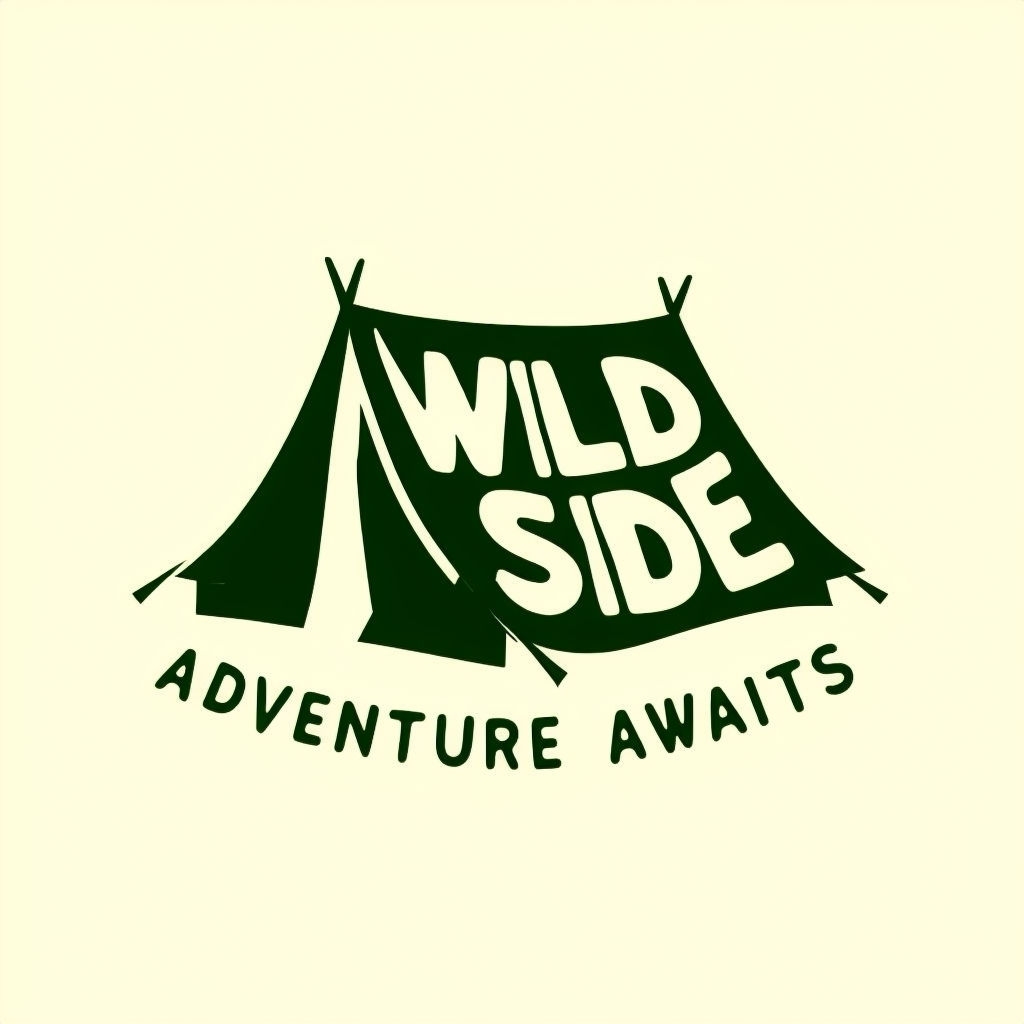 Modern Green Tent Adventure Logo with Wild Side Text