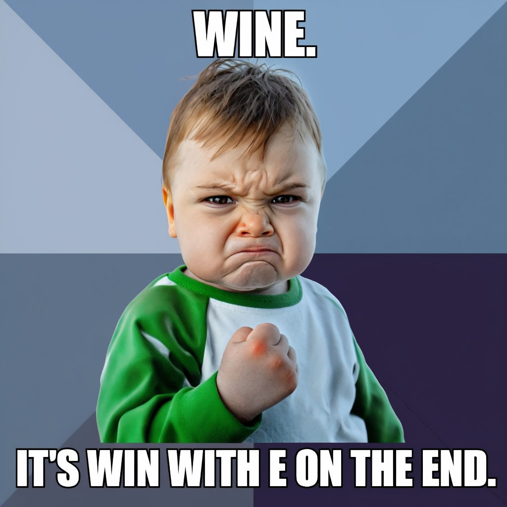 Success Kid Wine Meme with Triumph and Humor