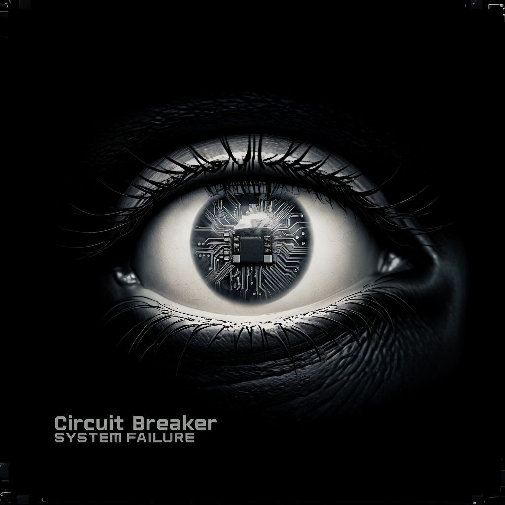 Surreal Industrial Metal Eye Circuitry Album Cover Design