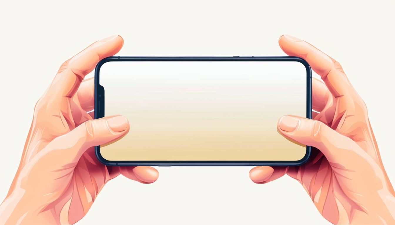 Realistic Hands Holding Modern Smartphone Digital Illustration Mockup