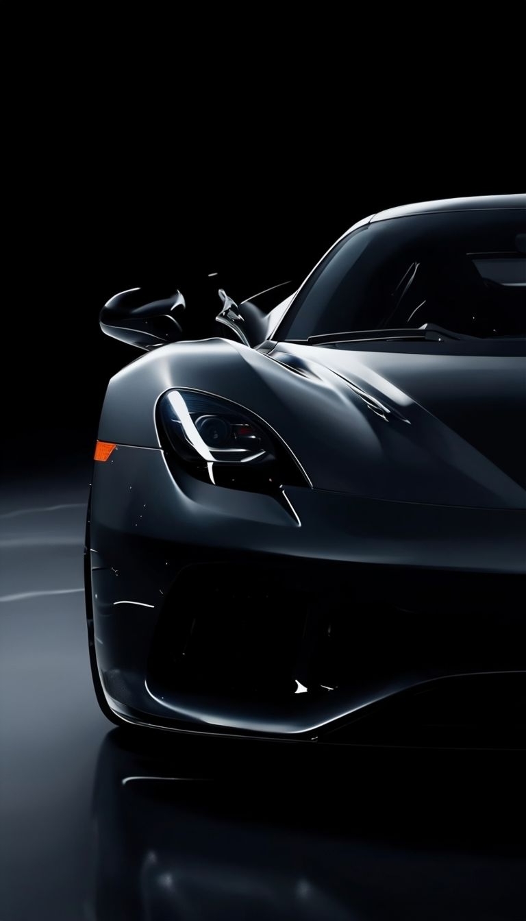 Sleek Dark Gray Modern Sports Car Close-Up Photography Mobile Wallpaper