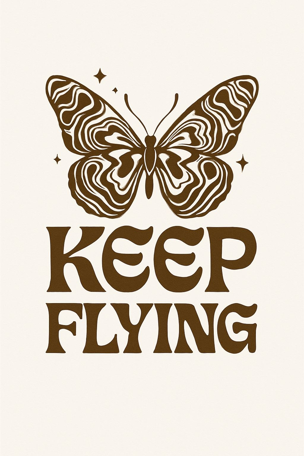 Stylized Butterfly with Keep Flying Motivational T-Shirt