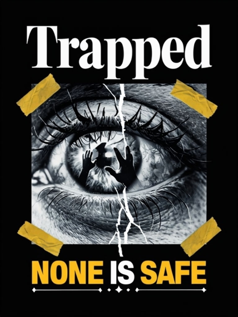 Trapped Surreal Eye Graphic Design with Social Commentary Poster