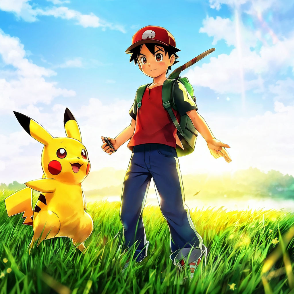 Anime photo of Ash Ketchum from Pokémon wearing a Pikachu costume