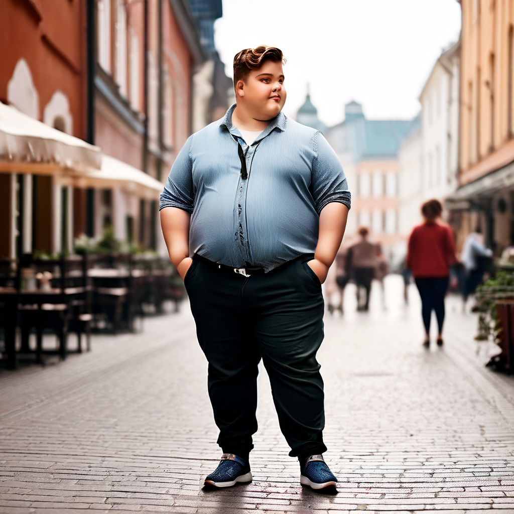 An obese person with over-weight figure